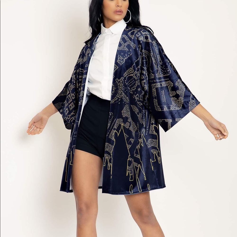MARAUDERS MAP NAVY VELVET ROBE Size Small